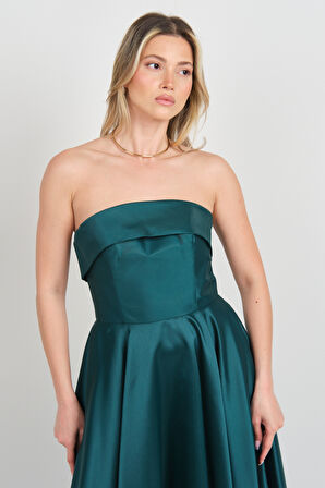 Doridorca Kadın Straplez Uzun Abiye Elbise 6068 Yeşil