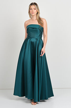 Doridorca Kadın Straplez Uzun Abiye Elbise 6068 Yeşil