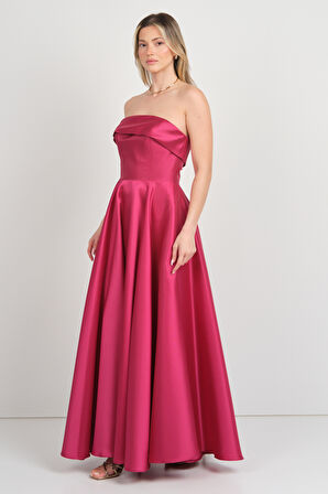 Doridorca Kadın Straplez Uzun Abiye Elbise 6068 Vişne