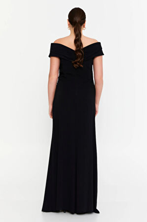 Doridorca Kadın Derin Yırtmaçlı Uzun Abiye Elbise 5927010 Siyah