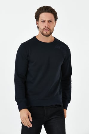 Erkek Uzun Bol Bisiklet Yaka Kışlık Siyah Sweatshirt