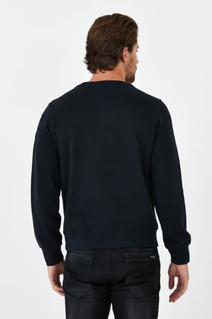 Erkek Uzun Bol Bisiklet Yaka Kışlık Siyah Sweatshirt