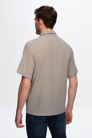 Ds Damat Relaxed Gri Düz %100 Pamuk Gömlek 0HC02ORT02313 0HC02ORT02313