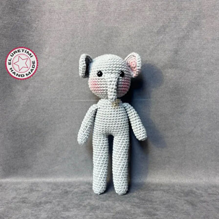 Uretti - Esra 6723 - El Örgüsü Amigurumi Oyuncak  Fil - 21 x 9 cm