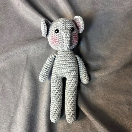 Uretti - Esra 6723 - El Örgüsü Amigurumi Oyuncak  Fil - 21 x 9 cm