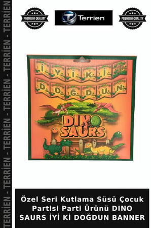 Özel Seri Kutlama Süsü Çocuk Partisi Parti Ürünü DINO SAURS İYİ Kİ DOĞDUN BANNER