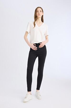 Jegging Yüksek Bel Bilek Boy Dar Paça Basic Düz Jean Pantolon