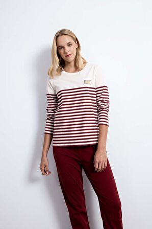 DeFacto Fall in Love Regular Fit Çizgili Uzun Kollu Pijama Takımı D5661AX24AUBR248
