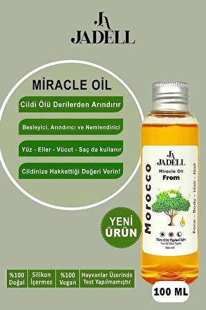 Jadell Besleyici, Arındırıcı Nemlendirici Tüm Cilt ve Saç Tipleri Için Vegan Doğal Arındıcı Mucizevi Morocco Miracle Yağ 100 ml