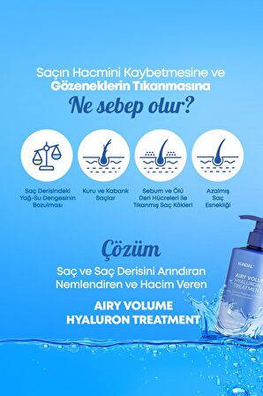 Arındıran Nemlendiren Hacim Veren Saç Kremi KUNDAL Airy Volume Hyaluron Treatment 500ml Blossom Br.