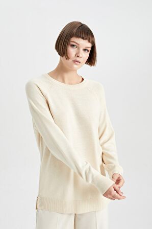 DeFacto Relax Fit Bisiklet Yaka Basic Kazak X3066AZ23WNBG411