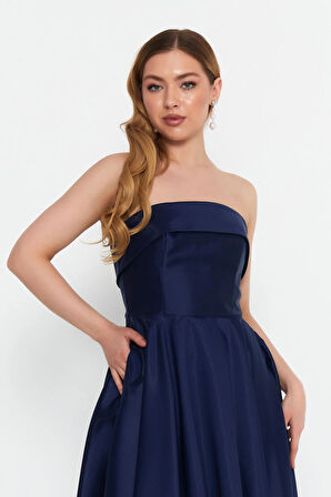 Doridorca Kadın Straplez Uzun Abiye Elbise 6068 Lacivert