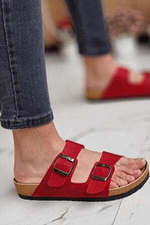 Madrid Unisex Ortopedik Tabanlı Terlik Çift Bantlı Tokalı Günlük Rahat Ev & Dışarı Terliği