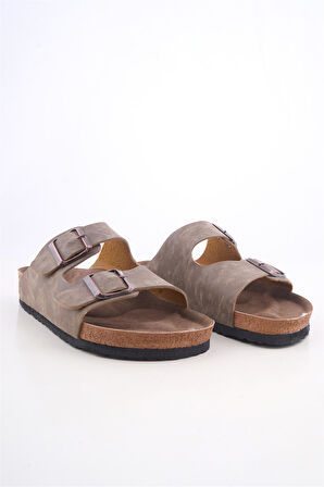 Madrid Unisex Ortopedik Tabanlı Terlik Çift Bantlı Tokalı Günlük Rahat Ev & Dışarı Terliği