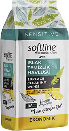 Softline Fresher Islak Temizlik Havlusu Limonlu 108 li x 2 Adet