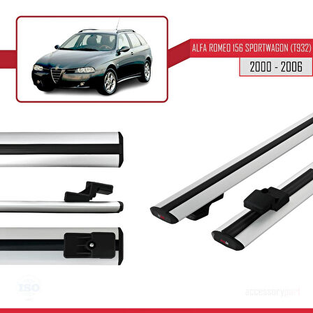 Alfa Romeo 156 (T932) SW 2000-2006 Arası ile Uyumlu BASIC Model Ara Atkı Tavan Barı Gri 2 Adet
