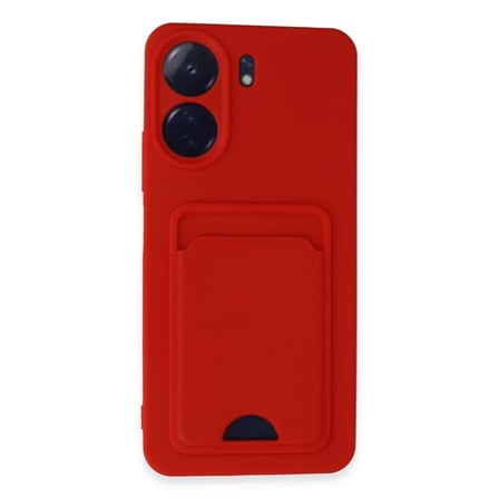 Xiaomi Redmi 13C Kılıf Kelvin Kartvizitli Silikon - Kırmızı
