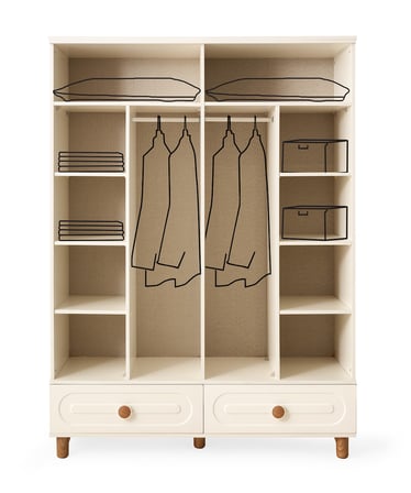 Perla 4 Kapaklı %100 MDF Elbise Dolabı Gardrop 154x54x212