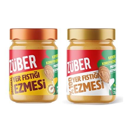 Züber Original Fıstık Ezmesi 315 Gr + %100 Fıstık Ezmesi 315 gr 2 li
