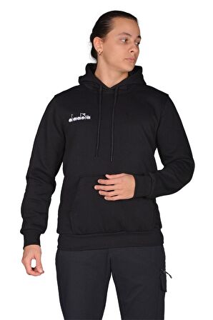 Diadora Bergamo - Erkek Siyah Pamuklu Spor Sweatshirt - DDBER1030016