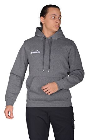 Diadora Bergamo - Erkek Antrasit Pamuklu Spor Sweatshirt - DDBER1030016