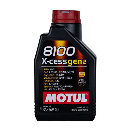 Motul 8100 X-Cess Gen2 5w/40 1Lt (Dizel & Benzinli)