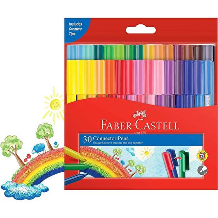 Keçeli Kalem 30 lu Eğlenceli Yaratıcı Set Faber Castell 30 Renk Eğlenceli Keçeli Kalem Seti