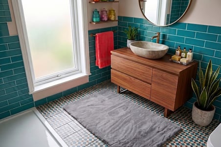 Tavşan Tüyü Gri Düz Peluş Yumuşak Kaymaz TPR Tabanlı Banyo Paspas 80X150
