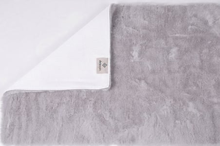 Tavşan Tüyü Gri Düz Peluş Yumuşak Kaymaz TPR Tabanlı Banyo Paspas 80X150