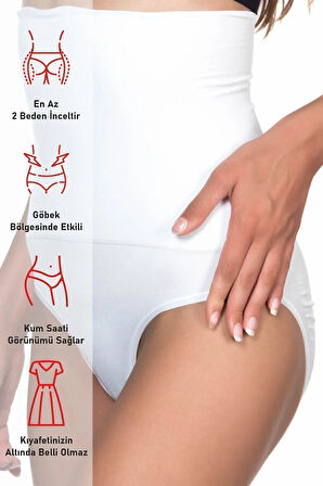 Beyaz 2009 Yüksek Bel Double Slip Korse