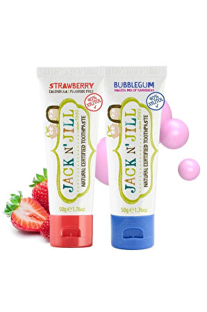 Jack N' Jill Doğal Diş Macunu - Çilek & Sakız Aroma 2'li Paket (2X50G)