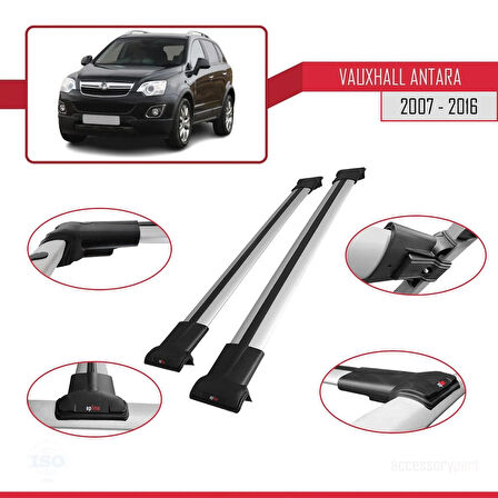 Vauxhall Antara 2007-2016 Arası ile Uyumlu FLY Model Ara Atkı Tavan Barı Gri 2 Adet