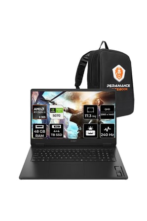 OMEN 17 Ryzen AI 9 365 48GB 4+4TB SSD RTX5070/8GB 17.3'' QHD 240Hz FDOS Gaming Laptop & ÇANTA