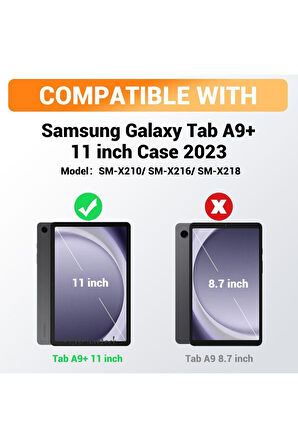 Samsung Galaxy Tab A9 Plus 11 Inç Sm-X210 Tablet Uyumlu Kılıf Tam Koruyucu Askılı Defender Zırh Tank