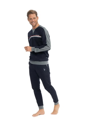 U.S. Polo Assn. Erkek Uzun Kollu Yuvarlak Yaka İki İplik Eşofman Pijama Takımı S25813