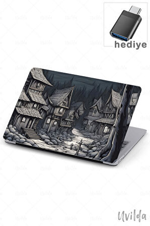 MacBook Air 13.3 A2337 A2179 A1932 uyumlu Derin 8 Şeffaf Msoft Ahşap Kasaba