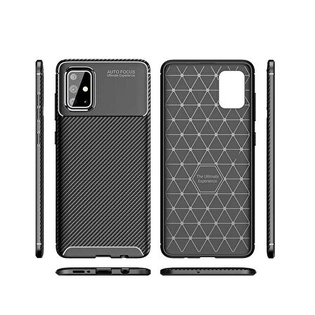 Gpack Samsung Galaxy A51 Kılıf Negro Karbon Dizayn Silikon