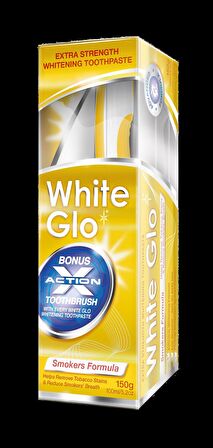 WHITE GLO Sigara İçenler için Diş Macunu 150 gr + Fırça Hediyeli