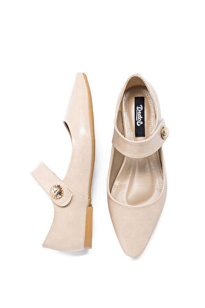 9320 Kadın Kare Burun Cırt Bantlı Babet