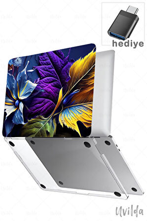 MacBook Air 15 A3114 A2941 uyumlu Derin 1 Msoft Darbe Emici Çiçekler Mor