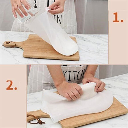 caselka® Büyük  Hamur Torbası  Silikon Şeffaf Hamur Yoğurma Torbası Ekmek Makarna Mantı  Hamuru Kolay