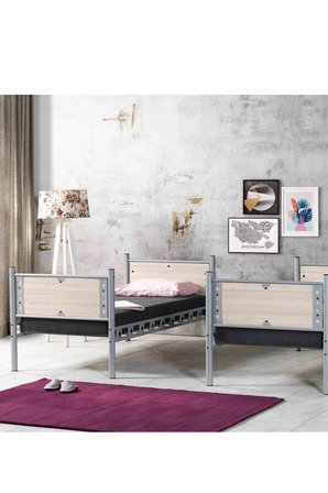 Missidea Elegan Modern Metal Ranza & Karyola Seti Cappuccino 90x190 cm