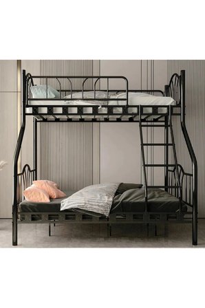 Missidea İmaj 3 Kişilik Ebeveyn 3'lü Metal Ranza Siyah 90x190 cm