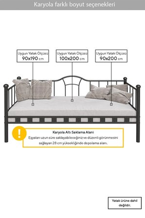 Missidea  Kamelya Sedir Metal Siyah Karyola 90x190 cm