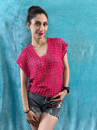 EL ÖRGÜSÜ ÇAPRAZ KADIN BLUZ STANDART BEDEN