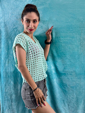 EL ÖRGÜSÜ ÇAPRAZ KADIN BLUZ STANDART BEDEN