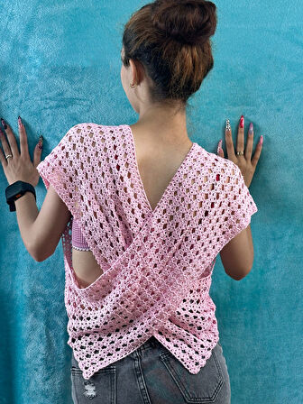 EL ÖRGÜSÜ ÇAPRAZ KADIN BLUZ STANDART BEDEN