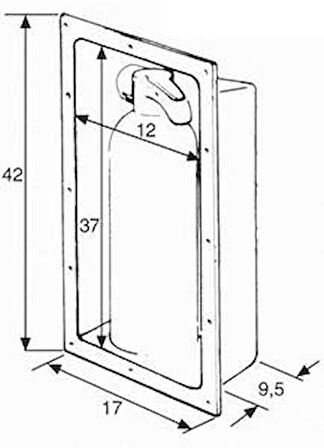 Yangın söndürücü yuvası. İç ebat 12x37 cm.