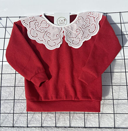 Önlük Yakalı Çocuk Sweatshirt Oversize Kalıp (2j3b4YlEorFvp)