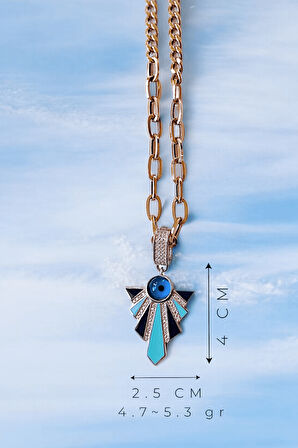 Mavi Yükselen Nazar Boncuğu Gümüş Klipsli Kolye Ucu & Ajda Bilezik Charm | 925 Ayar Gümüş